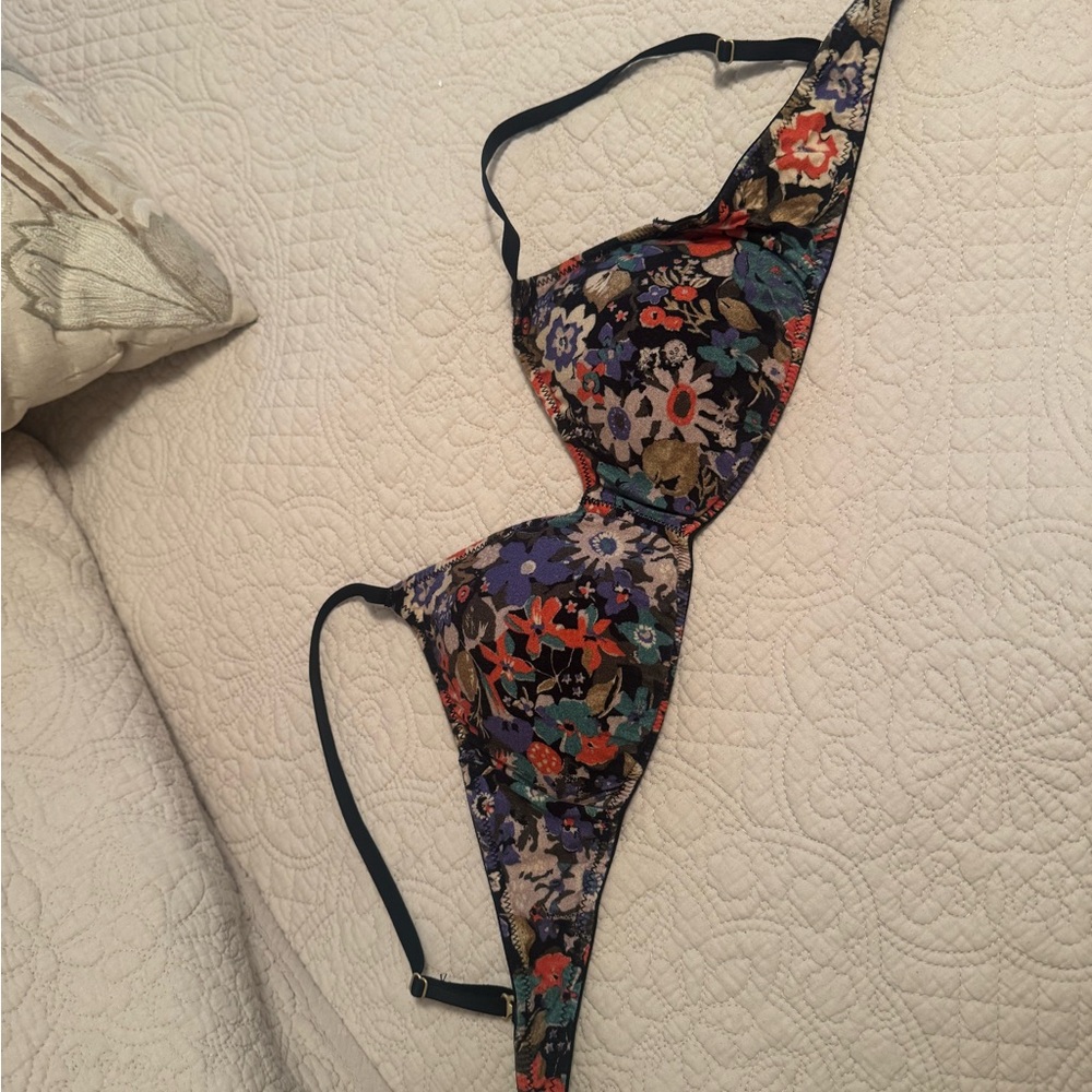 Madewell Floral Triangle Bralette Multicolor Blooms